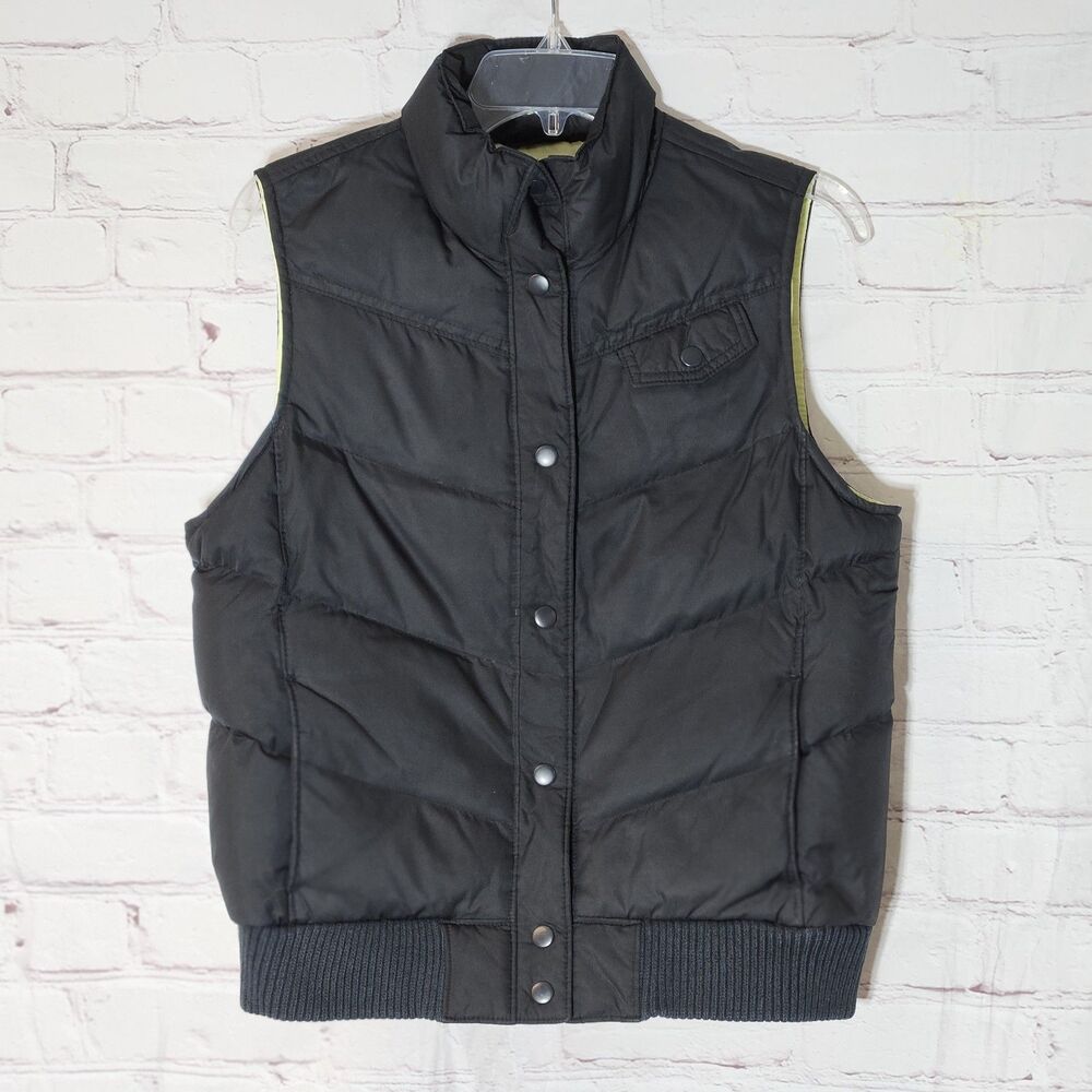 Vintage Gap Down Puffer Vest Women's Size M Black Quilted Full Zip Collar Y2K